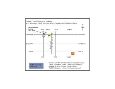 Map to City of Champaign Building City Attorney’s Office, 5th Floor (to pay City Ordinance Violation fines) University Ave.  Neil St.