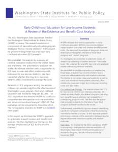 Early Childhood Education for Low-Income Students: A Review of the Evidence and Benefit-Cost Analysis - Full Report