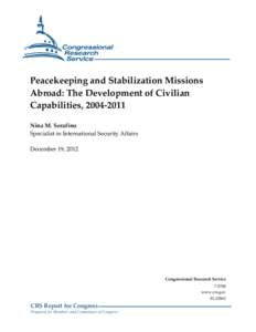 Peacekeeping/Stabilization and Conflict Transitions: Background and Congressional Action on the Civilian Response/Reserve Corps and other Civilian Stabilization and Reconstruction Capabilities