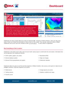 Dashboard  ZEMA Dashboard is a user-friendly visualization tool that allows users to combine multiple types of electronic content into a single dynamic screen. Users can easily view content such as ZEMA queries, data rep