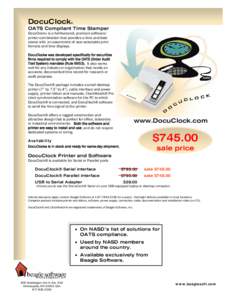 DocuClock  ® OATS Compliant Time Stamper DocuClock® is a full-featured, premium software/