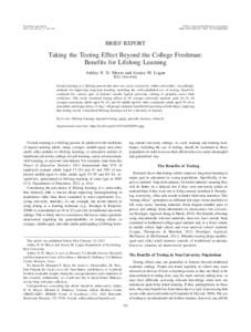 Taking the Testing Effect Beyond the College Freshman: Benefits for Lifelong Learning