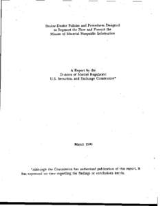 Broker-Dealer Policies and Procedures Designed to Segment the Flow and Prevent the Misuse of Material Nonpublic Information