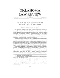 OKLAHOMA LAW REVIEW VOLUME 61 W INTER 2008