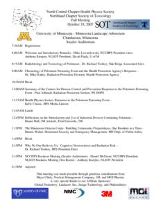 NCCHPS/NLSOT Fall Meeting Agenda