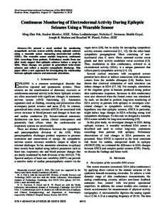 32nd  Annual  International  Conference  of  the  IEEE  EMBS Buenos  Aires,  Argentina,  August  31  -­  September  4,  2010 Continuous Monitoring of Electrodermal Activity During Epileptic Seizures Using