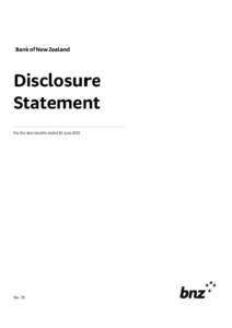 Bank of New Zealand  Disclosure Statement For the nine months ended 30 June 2015