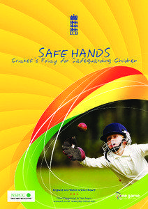 Sports / Child safeguarding / Public policy / England and Wales Cricket Board / Child protection / National Society for the Prevention of Cruelty to Children / European Union / Association of Cricket Umpires and Scorers / Social programs / Cricket / Government