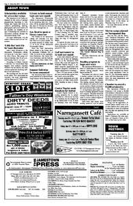 Page 4 / June 16, [removed]The Jamestown Press  ABOUT TOWN Scholarships available for arts center camps