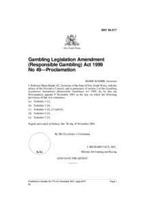 2001 No 877  New South Wales Gambling Legislation Amendment (Responsible Gambling) Act 1999