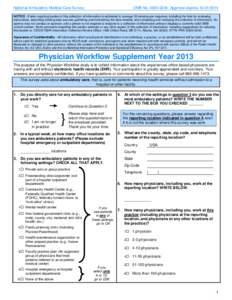 National Ambulatory Medical Care Survey Physician Workflow Supplement Year[removed]Version for EHR Nonadopters)