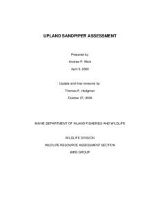 UPLAND SANDPIPER ASSESSMENT