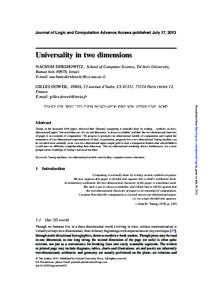 Journal of Logic and Computation Advance Access published July 17, 2013  Universality in two dimensions NACHUM DERSHOWITZ, School of Computer Science, Tel Aviv University, Ramat Aviv 69978, Israel. E-mail: nachum.dershow