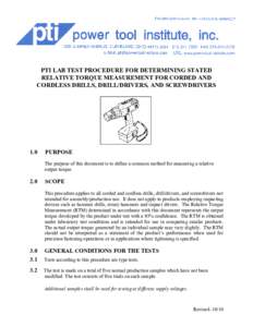 Lab Test Procedure for Determining Stated Relative Torque Measurement for Corded and Cordless Drills, Drill/Drivers, and Screw