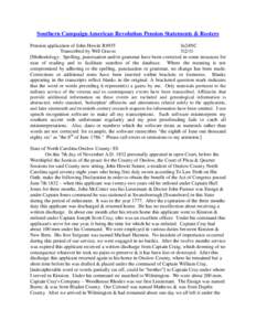 Southern Campaign American Revolution Pension Statements & Rosters Pension application of John Hewitt R4935 fn24NC Transcribed by Will Graves[removed]Methodology: Spelling, punctuation and/or grammar have been corrected 