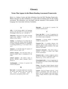 Glossary of Terms Used in the Illinois Reading Assessment Framework