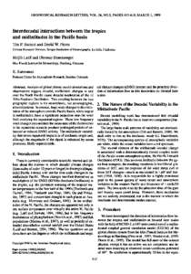 GEOPHYSICAL RESEARCH LETTERS, VOL. 26, NO.5, PAGES[removed], MARCH 1, 1999  Interdecadalinteractionsbetweenthe tropics and midlatitudes  in the Pacific basin