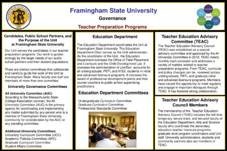 Middle States Association of Colleges and Schools / Framingham State University / American University in Cairo / Governance in higher education / Framingham /  Massachusetts / Master of Education / Education / Knowledge / American Association of State Colleges and Universities