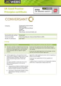 UK Good Practice Principles certificate Company:  Conversant Europe Limited