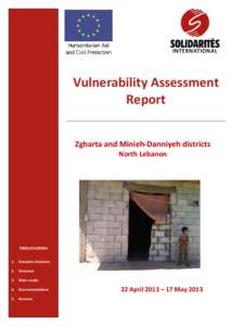 Vulnerability Assessment Report Zgharta and Minieh-Danniyeh districts North Lebanon  Table of contents
