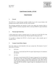 Ref: Page 1 of 2 Liquid Nitrogen Controller - LNN-101 Output Functions