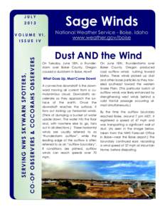 Sage Winds  JULY 2013 VOLUME VI,