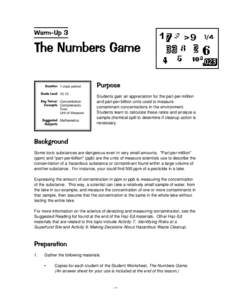 1 class period[removed]Concentration Contaminants Toxic Unit of Measure