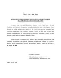 Microsoft Word - Notice - Application for Designation of Fosamax Litigation - July 2008.doc