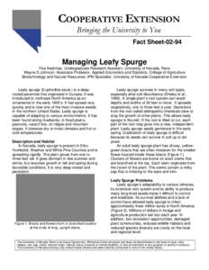 COOPERATIVE EXTENSION Bringing the University to You Fact Sheet[removed]Managing Leafy Spurge