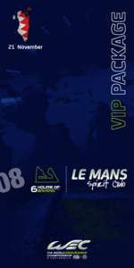 21 November  Prime position: From Le Mans Spirit Club, ideally located right in the middle of the paddock and just above the pits, you get an amazing view on the start/finish line and also on the pit lane where the team