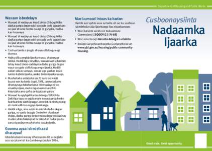 Department of Housing and Public Works  •	 Waxaad sii wadaysaa inaad bixiso 25 boqolkiiba dadka guriga degan wixii soo gala oo la ogaan karo oo ijaar ah ama heerka suuqa ee guryaha, hadba kan hooseeya.