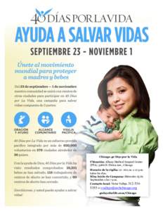 Chicago 40 Días por la Vida Ubicación: Albany Medical Surgical Center (FPA), 5086 N. Elston Ave., Chicago Horario de la vigilia: 12: 00 a.m. a 12 p.m. todos los días. Misa Inicio de Campana: Miércoles 23 de