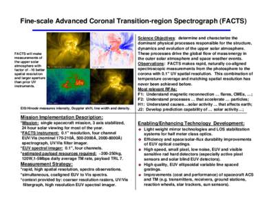 Fine-scale Advanced Coronal Transition-region Spectrograph (FACTS)  FACTS will make measurements of the upper solar atmosphere with