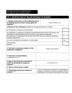 For filings with the FCA include the annex For filings with issuer exclude the annex TR-1: NOTIFICATION OF MAJOR INTEREST IN SHARESi 1. Identity of the issuer or the underlying issuer of existing shares to which voting r