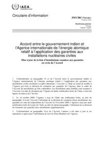 INFCIRC/754/Add.1 - Agreement between the Government of India and the International Atomic Energy Agency for the Application of Safeguards to Civilian Nuclear Facilities - French