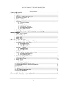 HONOR CODE POLICIES AND PROCEDURES  Table of Contents A. About the Honor Code ................................................................................................................................... 2 1. Princ