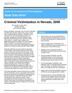 College of Urban Affairs Department of Criminal Justice Center for the Analysis of Crime Statistics  State Data Brief