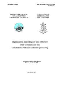 Distribution Limited  IOC-IHO/GEBCO SCUFN-XVIII/3 English Only  INTERGOVERNMENTAL