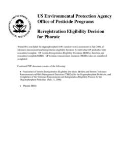 US EPA - Pesticides - Reregistration Eligibility Decision for Phorate