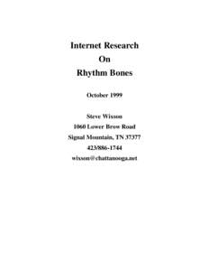 Internet Research On Rhythm Bones October[removed]Steve Wixson