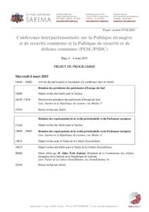 Projet, versionConférence interparlementaire sur la Politique étrangère et de sécurité commune et la Politique de sécurité et de défense commune (PESC/PSDC) Riga, 4 – 6 mars 2015