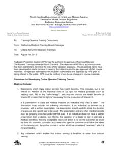 North Carolina Department of Health and Human Services Division of Health Service Regulation Radiation Protection Section 1645 Mail Service Center • Raleigh, North Carolina[removed]http://www.ncradiation.net Drexdal