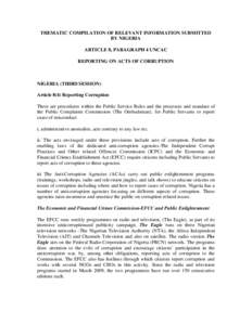 Economic and Financial Crimes Commission / United Nations Convention against Corruption / Law enforcement / Law / Nigeria / Law enforcement in Nigeria / Independent Corrupt Practices Commission / Political corruption