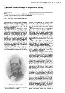 Journal of the Royal Society of Medicine Volume 86 January[removed]Dr Abraham Gesner: the father of the petroleum industry