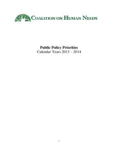 Public Policy Priorities Calendar Years 2013 – 2014 1  Table of Contents