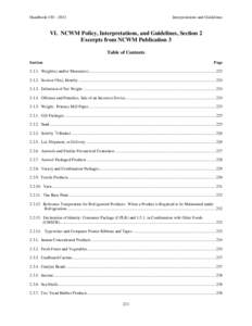 Handbook 130 – 2012  Interpretations and Guidelines VI. NCWM Policy, Interpretations, and Guidelines, Section 2 Excerpts from NCWM Publication 3