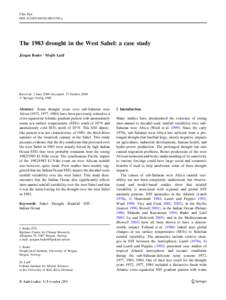 Clim Dyn DOIs00382y The 1983 drought in the West Sahel: a case study Ju¨rgen Bader • Mojib Latif