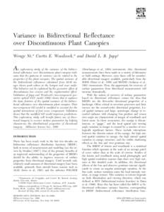 Variance in Bidirectional Reflectance over Discontinuous Plant Canopies Wenge Ni,* Curtis E. Woodcock,* and David L. B. Jupp† A
