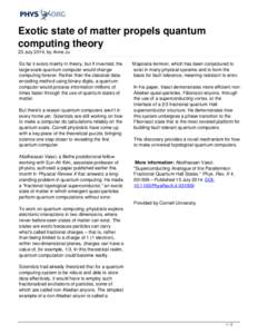 Exotic state of matter propels quantum computing theory