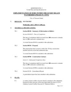 ADDENDUM NO. 2 To the Plans and Specifications for: IMPLEMENTATION OF BMPs WITHIN THE SUNSET BEACH WATERSHED (PHASE IV) (N572) City of Treasure Island